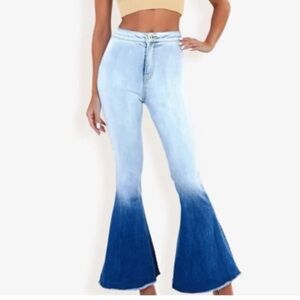 NWT Anna-Kaci Bell Bottom High Waist Denim Jeans Gradient Dark Wash 
XL (16-18)
